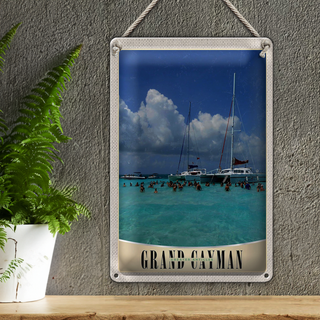 Blechschild Reise 20x30cm Grand Cayman Insel Amerika Yacht