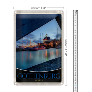 Blechschild Reise 20x30cm Schweden Götheburg Europa Meer Schiff