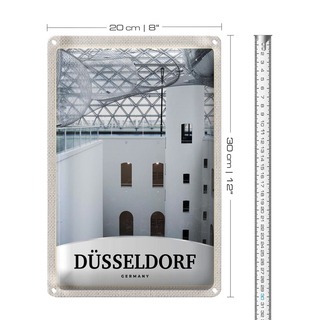 Blechschild Reise 20x30cm Düsseldorf Deutschland Architektur