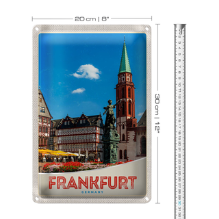 Blechschild Reise 20x30cm Frankfurt Deutschland Altstadt Urlaub