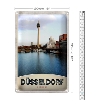 Blechschild Reise 20x30cm Deutschland Düsseldorf Fernseherturm