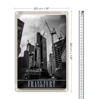 Blechschild Reise 20x30cm Frankfurt Stadt Neubau Hochhaus Urlaub