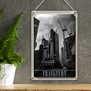 Blechschild Reise 20x30cm Frankfurt Stadt Neubau Hochhaus Urlaub