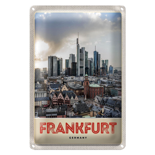 Blechschild Reise 20x30cm Frankfurt Stadt Hochhäuser Altstadt