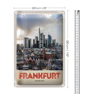 Blechschild Reise 20x30cm Frankfurt Stadt Hochhäuser Altstadt
