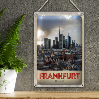 Blechschild Reise 20x30cm Frankfurt Stadt Hochhäuser Altstadt