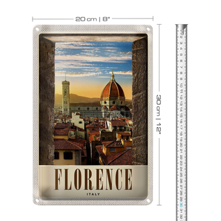 Blechschild Reise 20x30cm Florence Altstadt Kirche Architektur