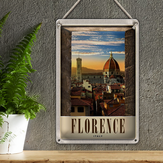 Blechschild Reise 20x30cm Florence Altstadt Kirche Architektur