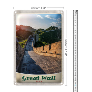 Blechschild Reise 20x30cm China Chinesische Mauer 500 m hoch