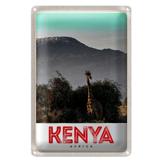 Blechschild Reise 20x30cm Kenia Ostafrika Giraffe Wildnis Natur