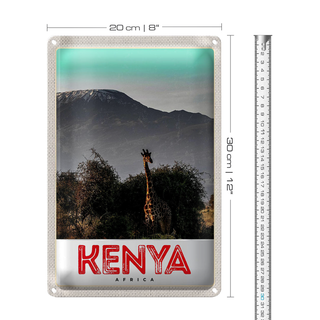 Blechschild Reise 20x30cm Kenia Ostafrika Giraffe Wildnis Natur