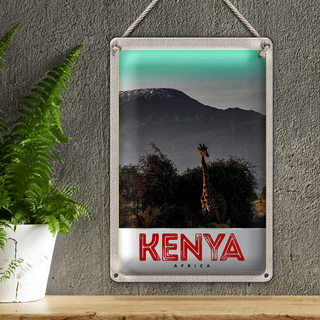 Blechschild Reise 20x30cm Kenia Ostafrika Giraffe Wildnis Natur