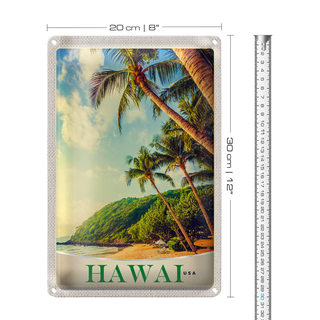 Blechschild Reise 20x30cm Hawai USA Amerika Insel Strand Meer
