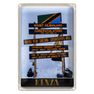 Blechschild Reise 20x30cm Kenia Afrika Mount Kilimanjaro 5895 M