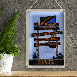 Blechschild Reise 20x30cm Kenia Afrika Mount Kilimanjaro 5895 M