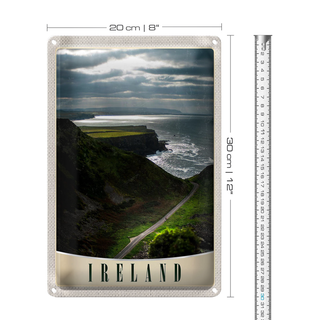 Blechschild Reise 20x30cm Irland Europa Wiese Gebirge Meer Natur