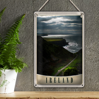 Blechschild Reise 20x30cm Irland Europa Wiese Gebirge Meer Natur