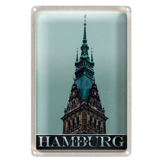 Blechschild Reise 20x30cm Hamburg Deutschland Kirche Architektur