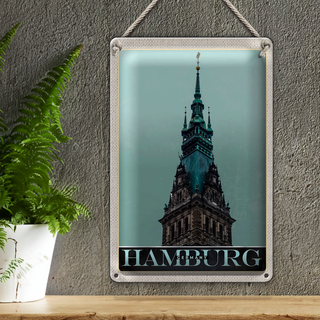 Blechschild Reise 20x30cm Hamburg Deutschland Kirche Architektur