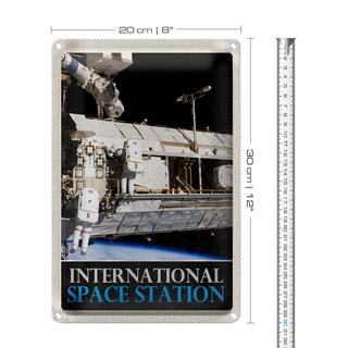 Blechschild Reise 20x30cm Weltraum International Space Station