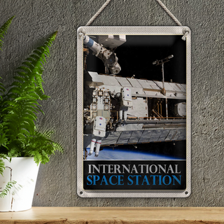 Blechschild Reise 20x30cm Weltraum International Space Station