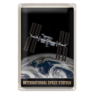 Blechschild Reise 20x30cm Weltraum Satelitenschüssel Erde