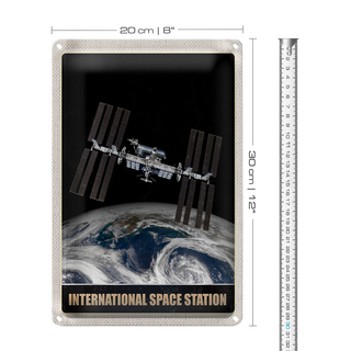 Blechschild Reise 20x30cm Weltraum Satelitenschüssel Erde