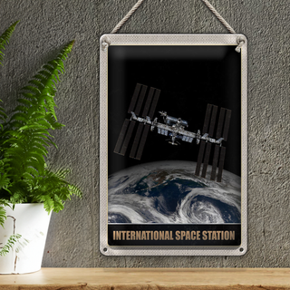 Blechschild Reise 20x30cm Weltraum Satelitenschüssel Erde