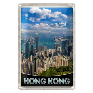 Blechschild Reise 20x30cm Hong Kong City Wolkenkratzer Hochhaus