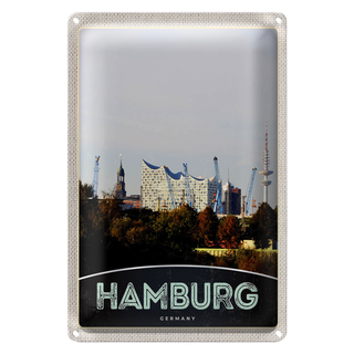 Blechschild Reise 20x30cm Hamburg Stadt Deutschland Hafen Natur