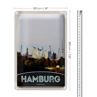 Blechschild Reise 20x30cm Hamburg Stadt Deutschland Hafen Natur