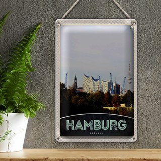 Blechschild Reise 20x30cm Hamburg Stadt Deutschland Hafen Natur