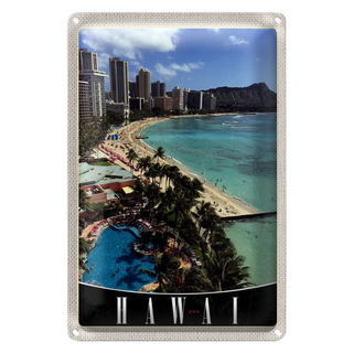 Blechschild Reise 20x30cm Hawai Insel Amerika USA Urlaub Strand