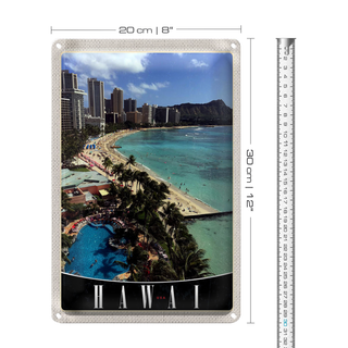 Blechschild Reise 20x30cm Hawai Insel Amerika USA Urlaub Strand