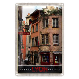 Blechschild Reise 20x30cm Lyon Stadt Frankreich Tabak Theater