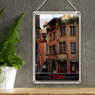 Blechschild Reise 20x30cm Lyon Stadt Frankreich Tabak Theater