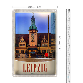 Blechschild Reise 20x30cm Leipzig Deutschland Kirche Architektur