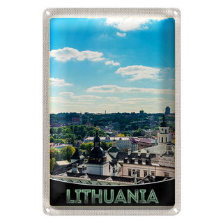 Blechschild Reise 20x30cm Aussicht auf Litauen Urlaub Stadttour