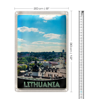 Blechschild Reise 20x30cm Aussicht auf Litauen Urlaub Stadttour