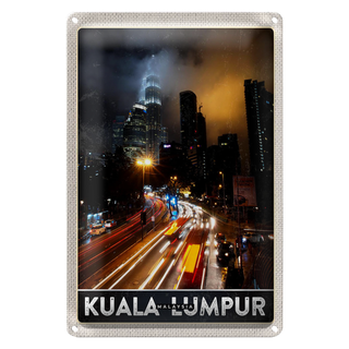 Blechschild Reise 20x30cm Kuala Lumpur Malaysia Asien Nacht