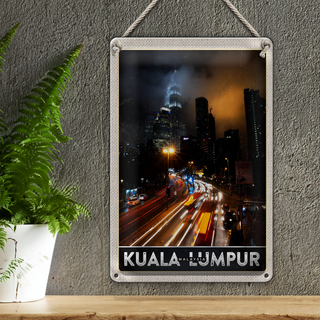 Blechschild Reise 20x30cm Kuala Lumpur Malaysia Asien Nacht