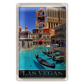 Blechschild Reise 20x30cm Las Vegas Bootstour USA Casino Amerika