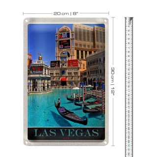 Blechschild Reise 20x30cm Las Vegas Bootstour USA Casino Amerika
