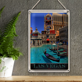 Blechschild Reise 20x30cm Las Vegas Bootstour USA Casino Amerika
