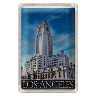 Blechschild Reise 20x30cm Los Angeles USA Amerika Hochhaus