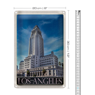 Blechschild Reise 20x30cm Los Angeles USA Amerika Hochhaus