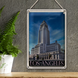 Blechschild Reise 20x30cm Los Angeles USA Amerika Hochhaus