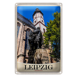 Blechschild Reise 20x30cm Leipzig Skulptur Johann Sebastian Bach