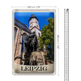 Blechschild Reise 20x30cm Leipzig Skulptur Johann Sebastian Bach