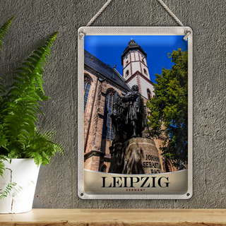Blechschild Reise 20x30cm Leipzig Skulptur Johann Sebastian Bach
